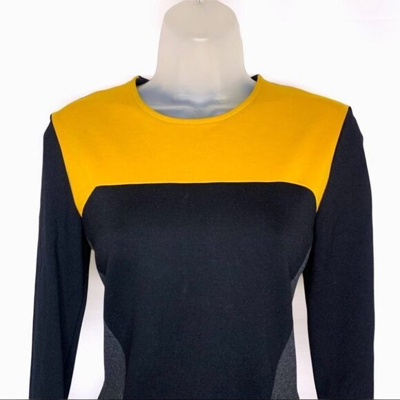 TORN BY RONNY KOBO BLOCK COLOUR BODYCON LONG SLEEVES ROUND NECK STRETCH LARGE - Picture 4 of 11